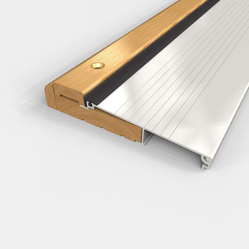 Trademark Hardware Exterior Door Threshold - Adjustable Height Aluminum and Oak Door Threshold Seal 36" x 5.75" - Durable Aluminum Threshold for Exterior Doors - Image 2
